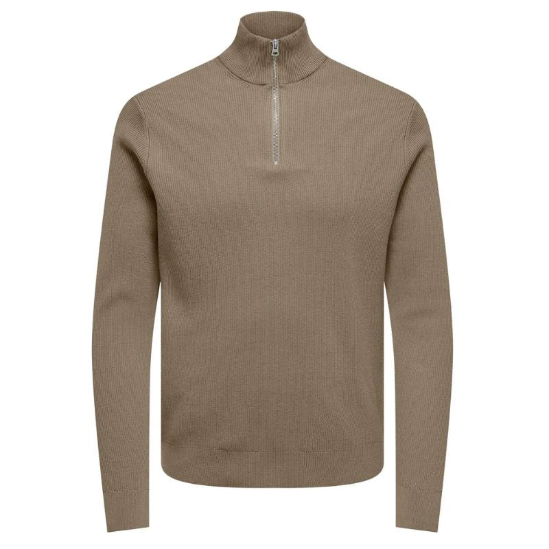 Desert Taupe half zip knit Phil - Capuchon Fashion