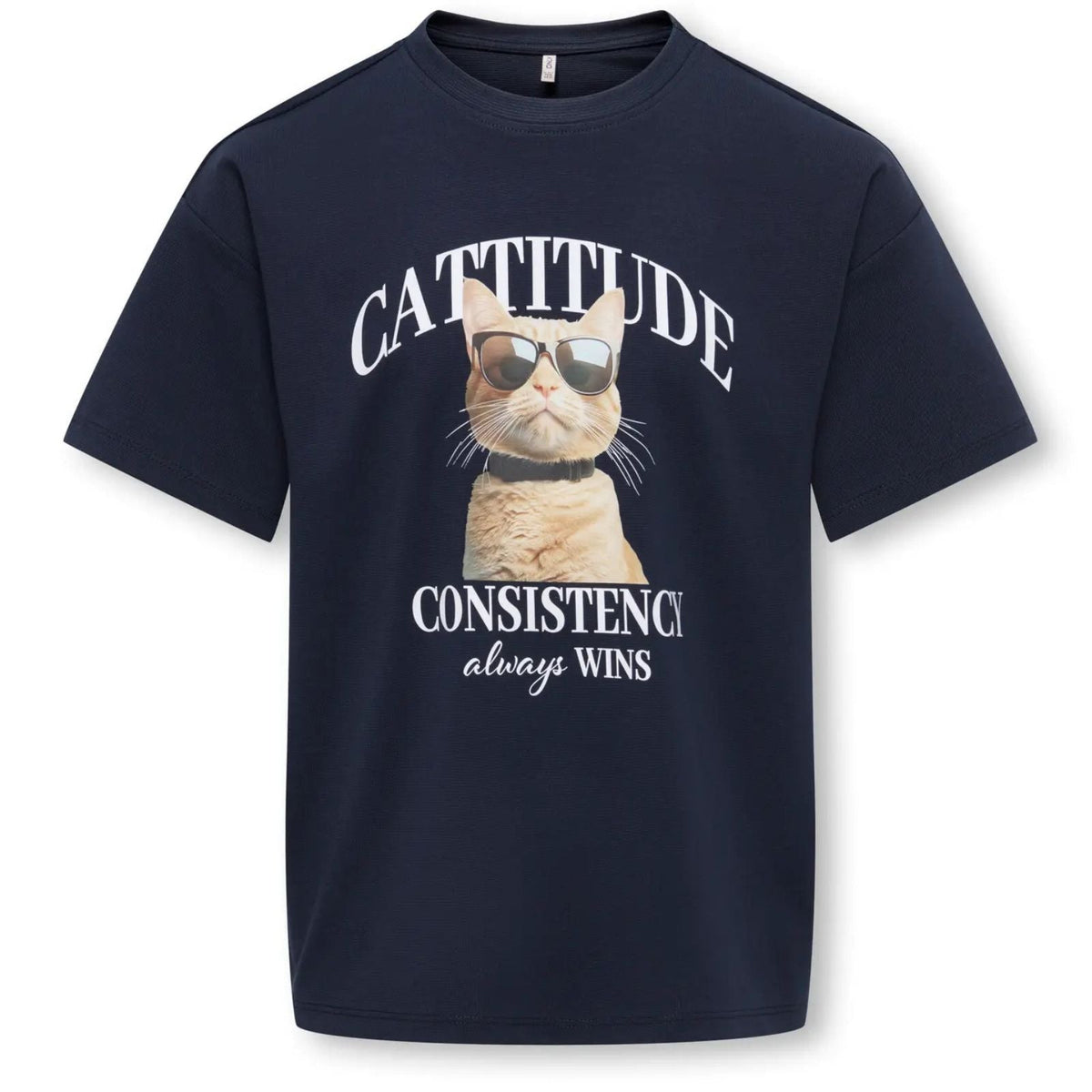 Donkerblauw Cattitude loose t-shirt Billie Teddy - Capuchon Fashion