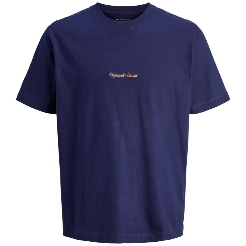 Donkerblauw crew neck t-shirt Norrebro Emb - Capuchon Fashion