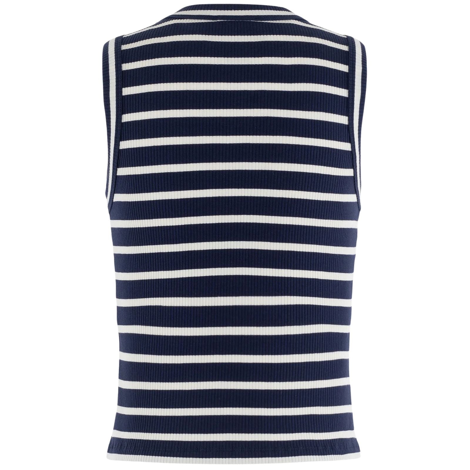 Donkerblauw gestreepte high neck top Ribby - Capuchon Fashion