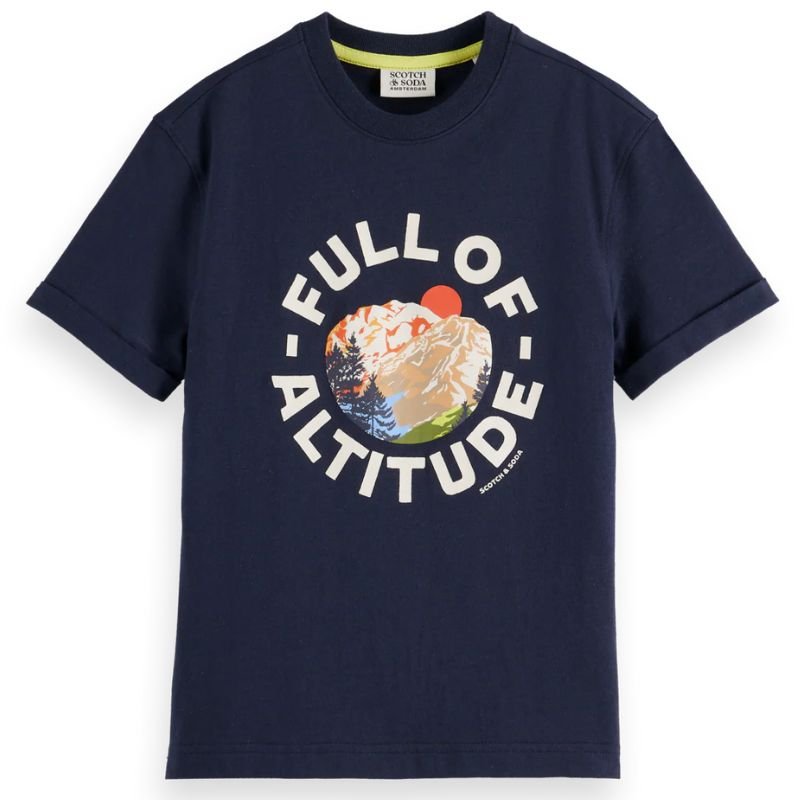 Donkerblauw loose fit artwork t-shirt - Capuchon Fashion