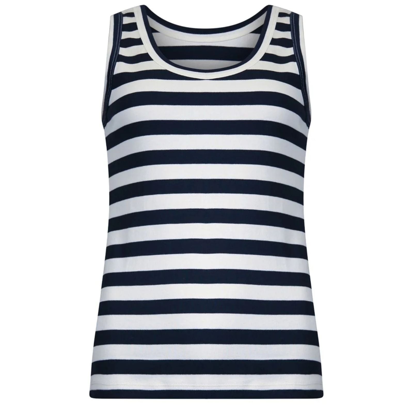 Donkerblauw met wit gestreepte basic top 613169 - Capuchon Fashion