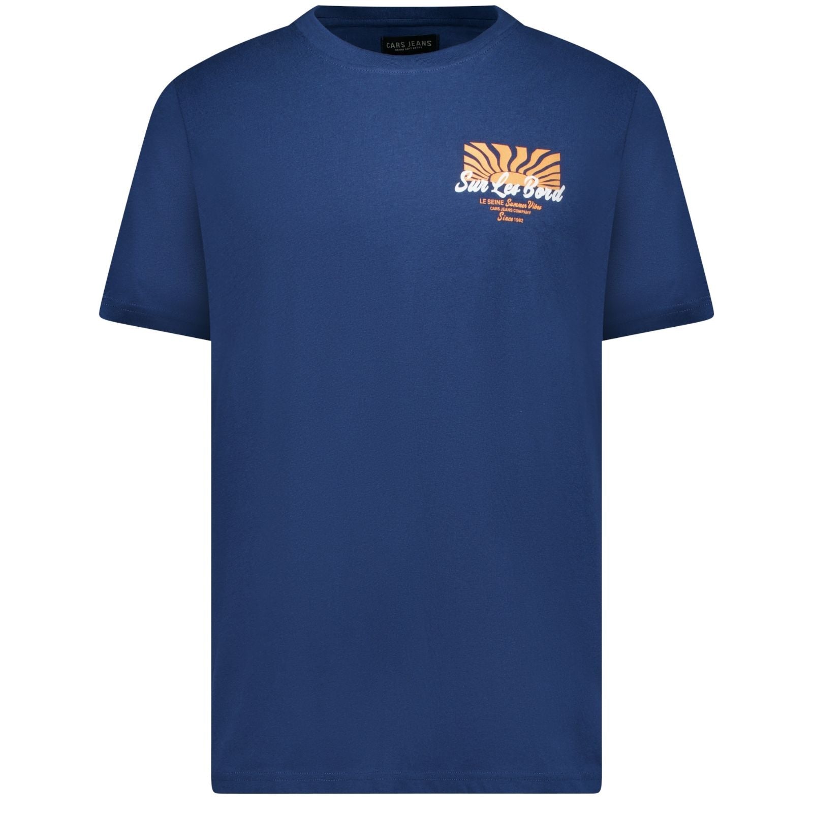 Donkerblauw ronde hals backprint t-shirt Ritzo - Capuchon Fashion