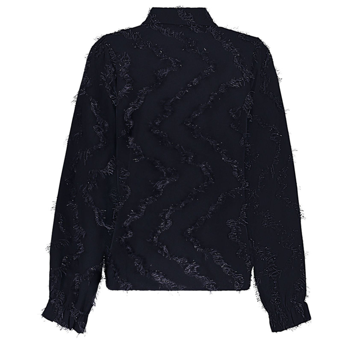 Donkerblauwe blouse met details 63909 - Capuchon Fashion
