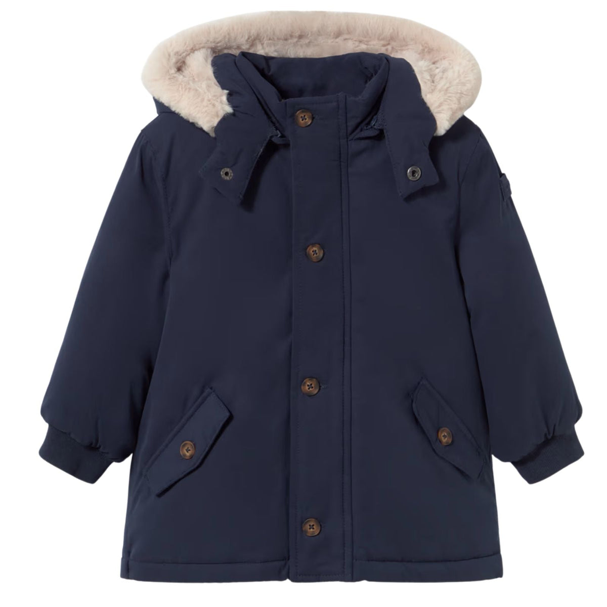 Donkerblauwe lange parka jas 2.425 - Capuchon Fashion