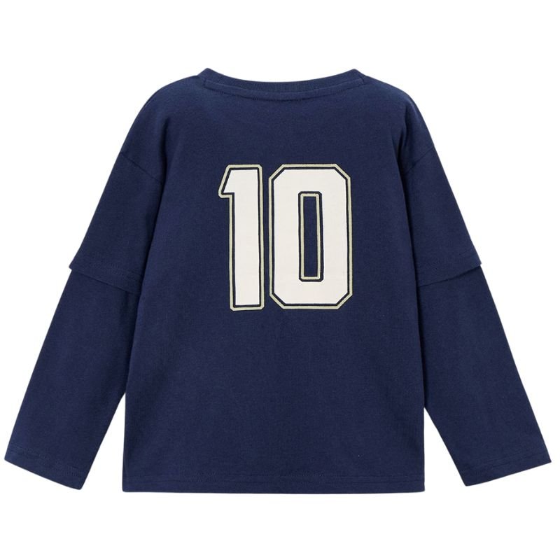 Donkerblauwe longsleeve met backprint Team - Capuchon Fashion