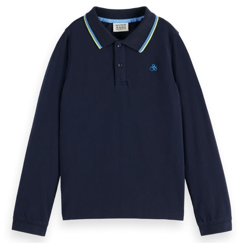 Donkerblauwe longsleeve piqué polo - Capuchon Fashion