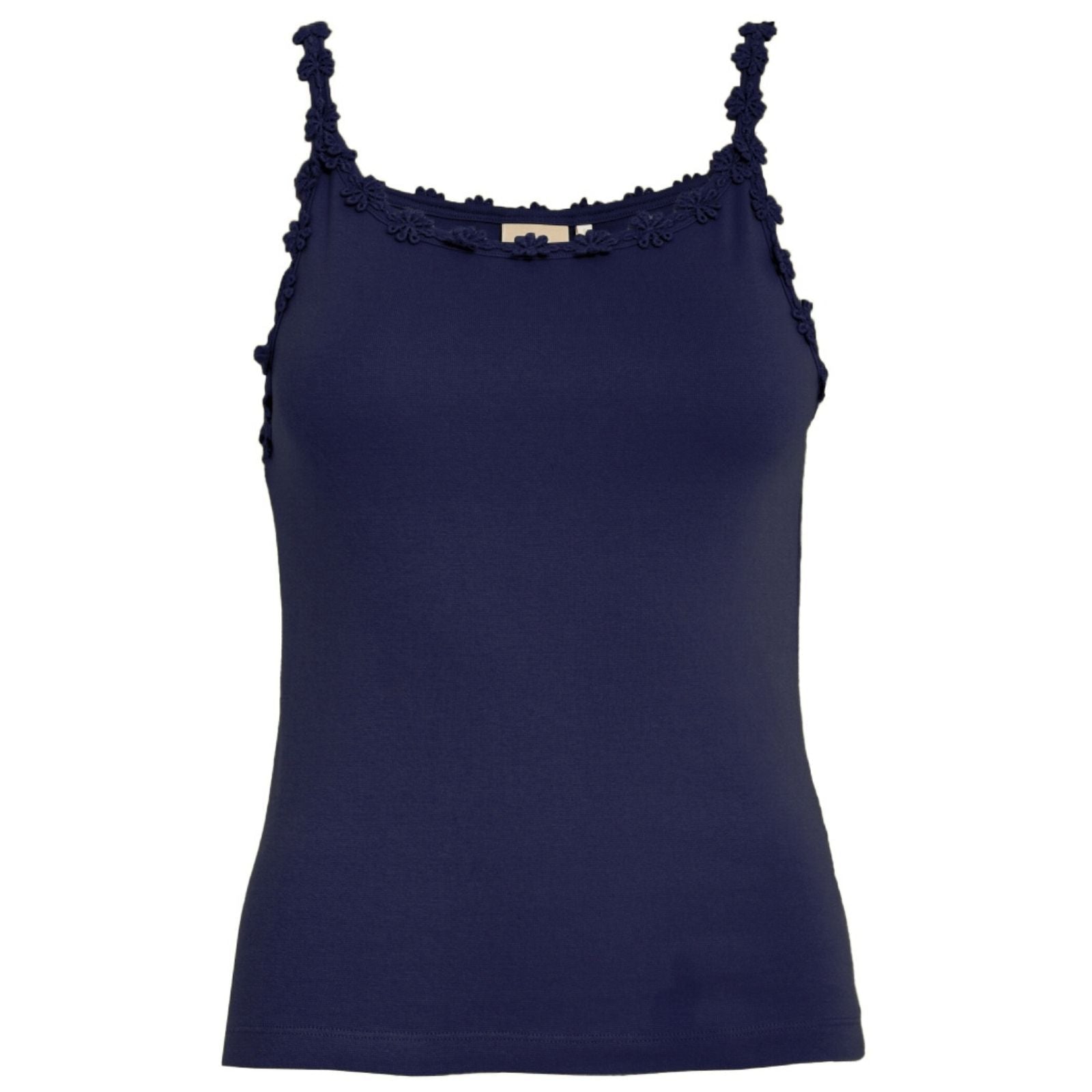 Donkerblauwe organic GOTS strap top Alice - Capuchon Fashion