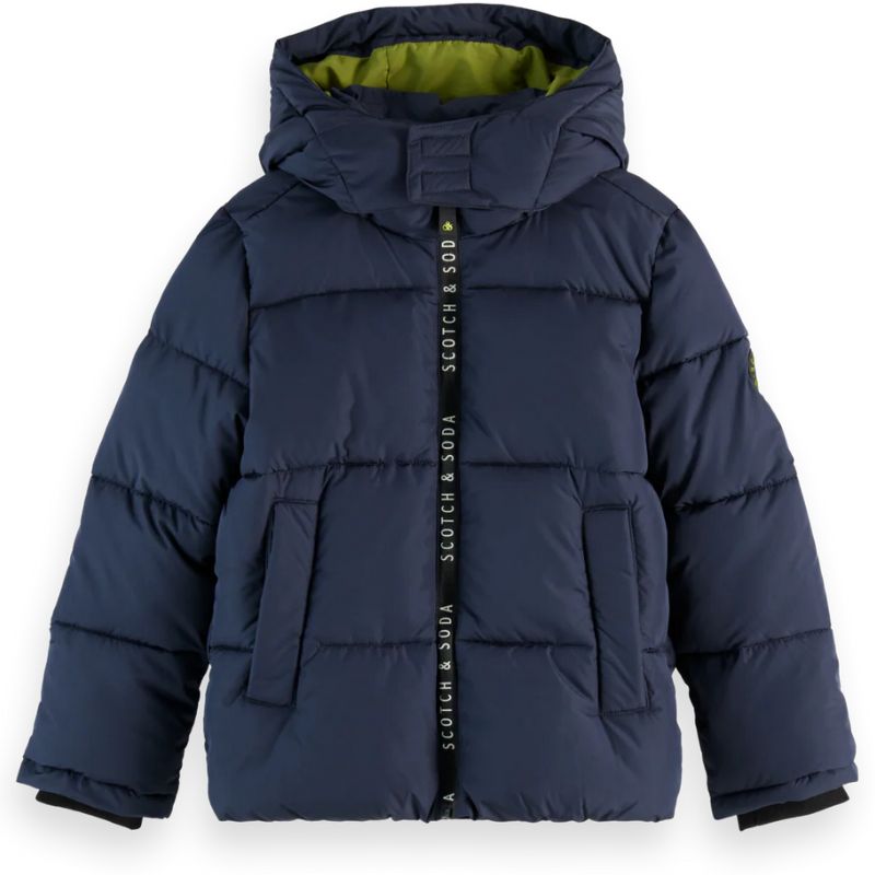 Donkerblauwe puffer jacket hooded - Capuchon Fashion