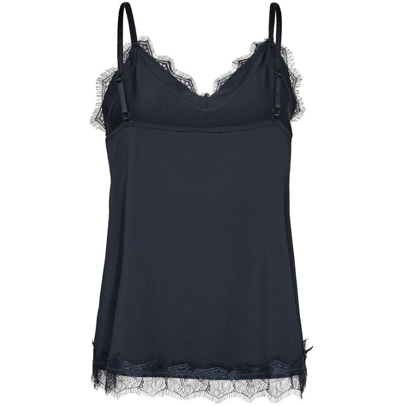 Donkerblauwe satijnen kanten straptop Bicco - Capuchon Fashion