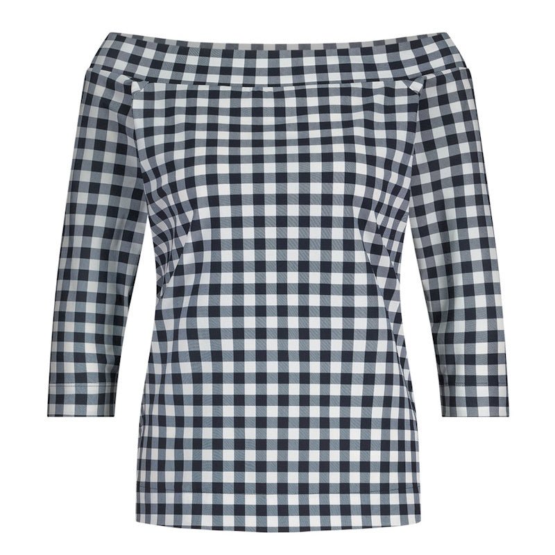 Donkerblauwe top Dolly check - Capuchon Fashion