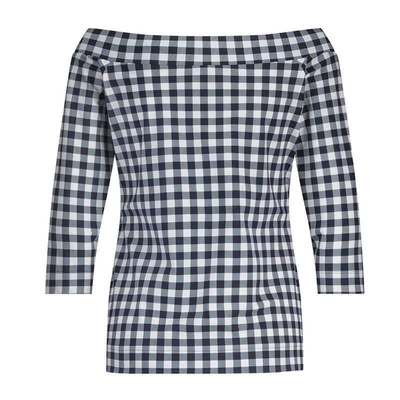 Donkerblauwe top Dolly check - Capuchon Fashion