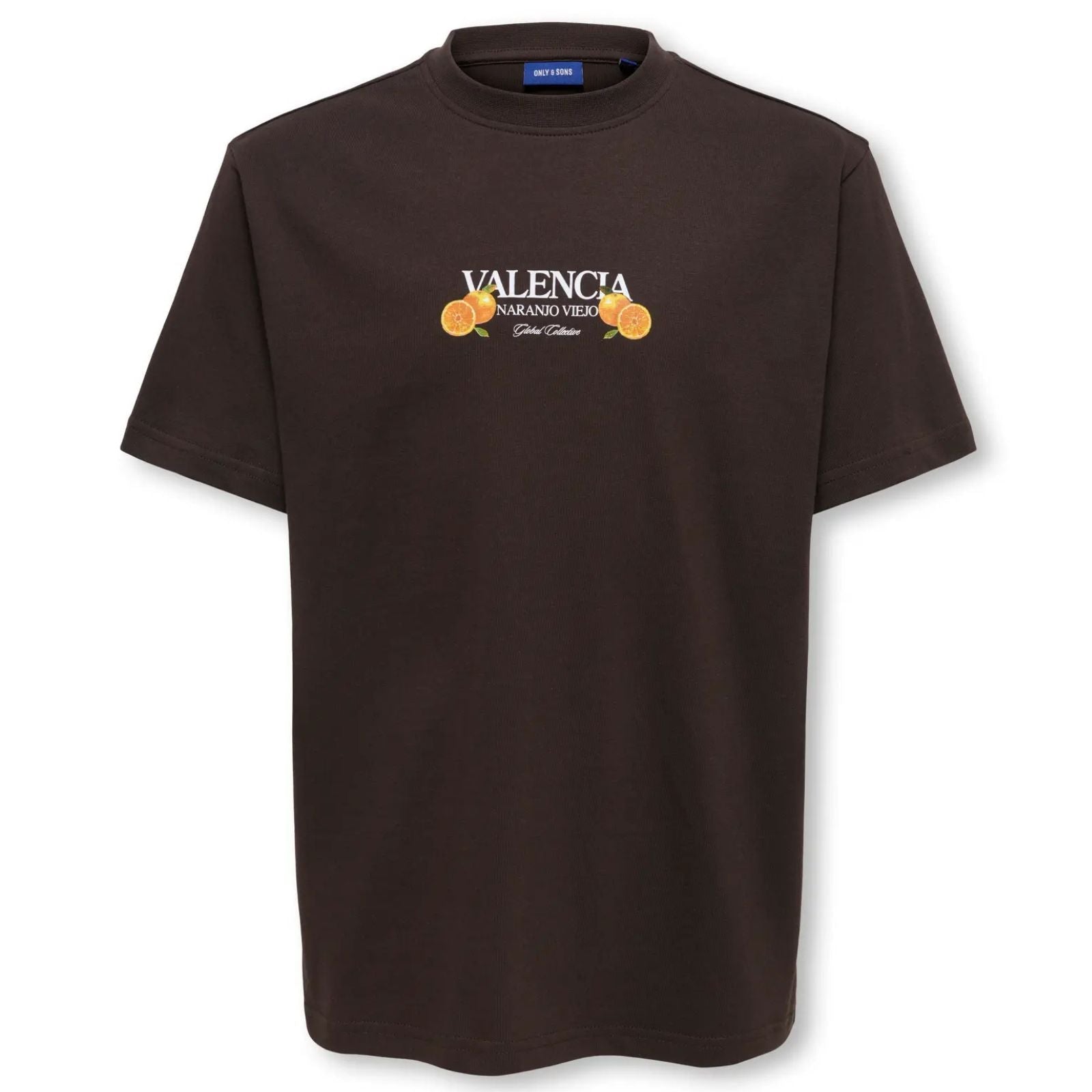 Donkerbruin met Valencia relaxed fit t-shirt Tasty - Capuchon Fashion