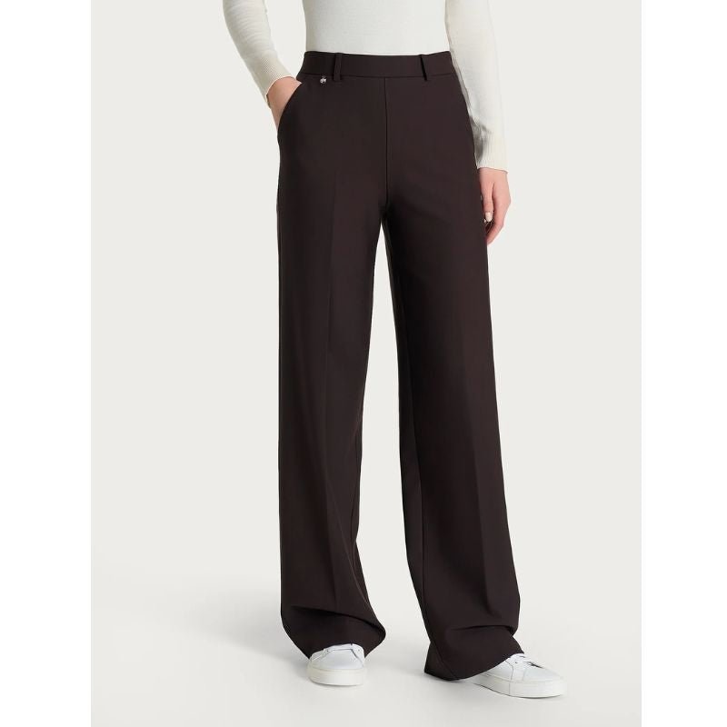 Donkerbruine compact broek Palazzo - Capuchon Fashion