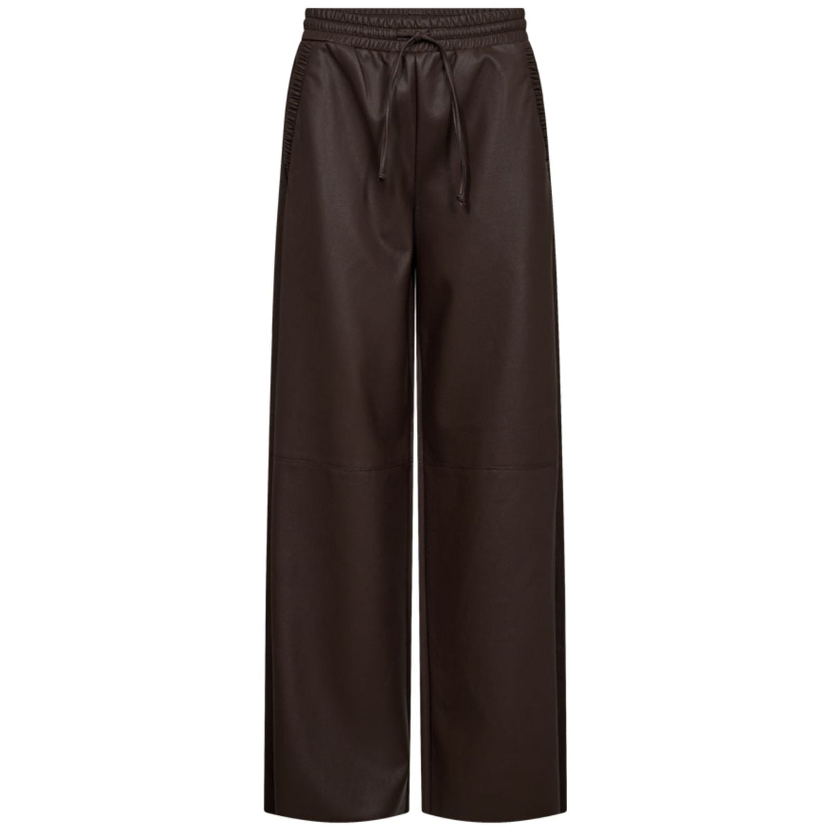 Donkerbruine faux leather broek Veggy - Capuchon Fashion