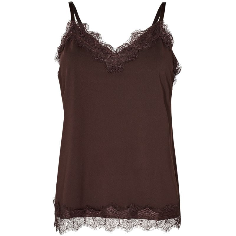 Donkerbruine kanten straptop Bicco - Capuchon Fashion