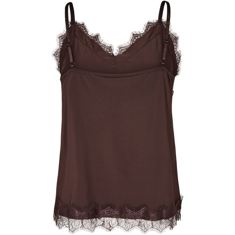 Donkerbruine kanten straptop Bicco - Capuchon Fashion