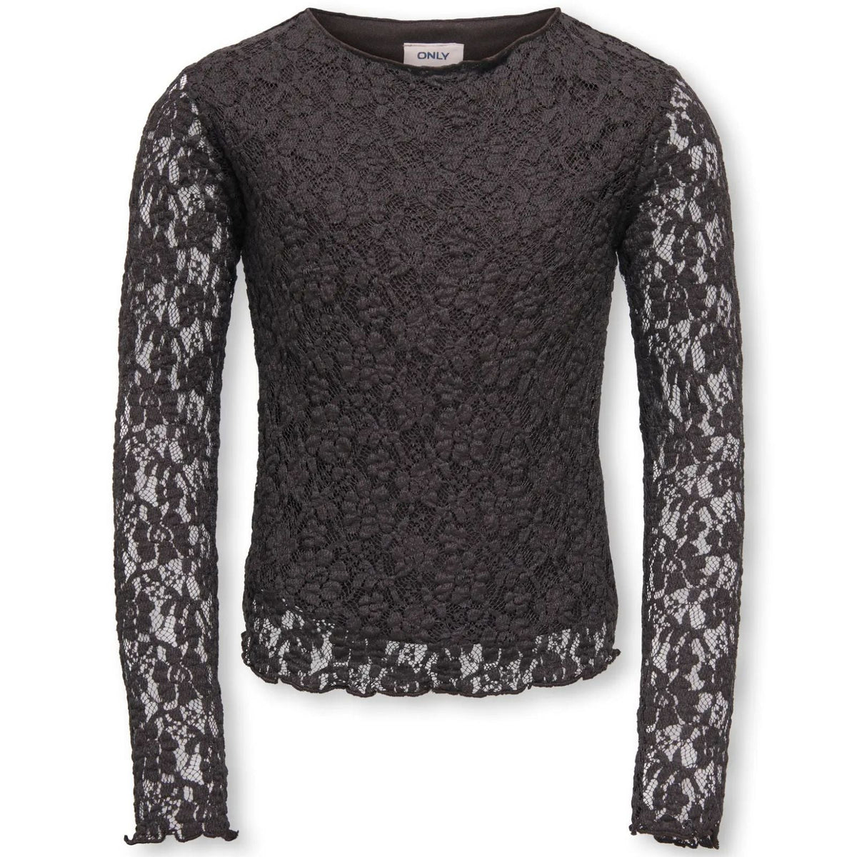 Donkerbruine longsleeve lace top Leika - Capuchon Fashion