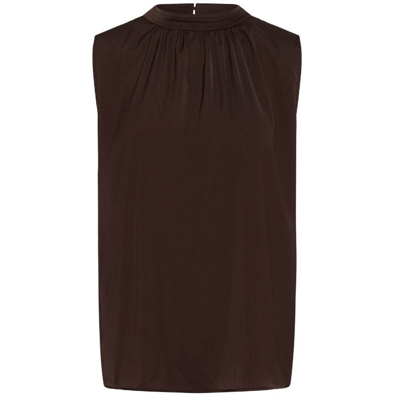 Donkerbruine mouwloze top Aileen - Capuchon Fashion