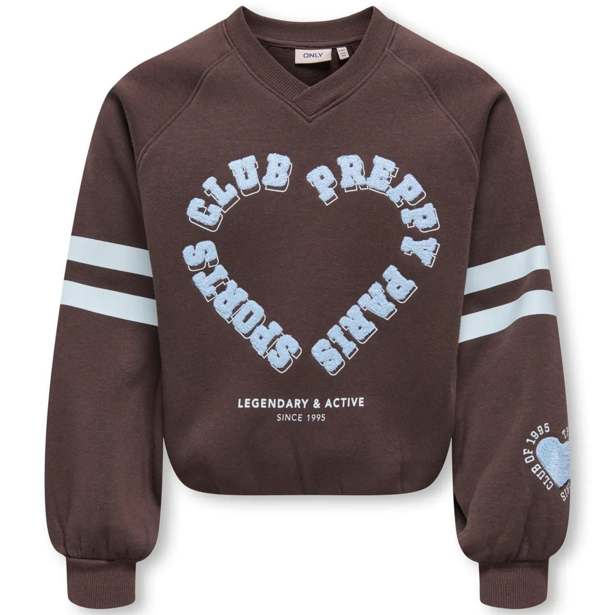 Donkerbruine v-neck geprinte sweater Coletta - Capuchon Fashion