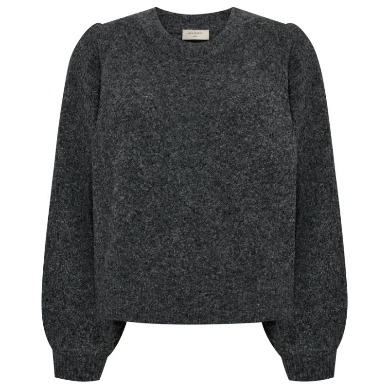 Donkergrijze fijngebreide pullover Sevalin - Capuchon Fashion