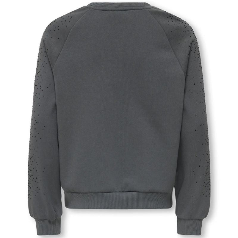 Donkergrijze sweater Zenna Rhinestone - Capuchon Fashion