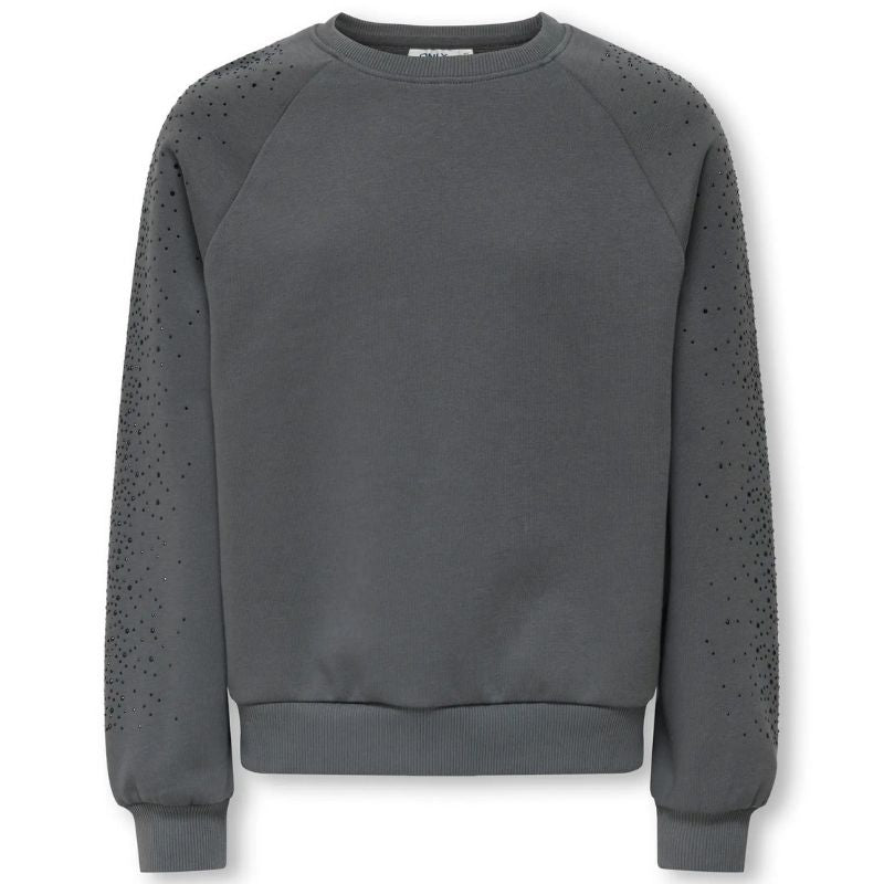 Donkergrijze sweater Zenna Rhinestone - Capuchon Fashion