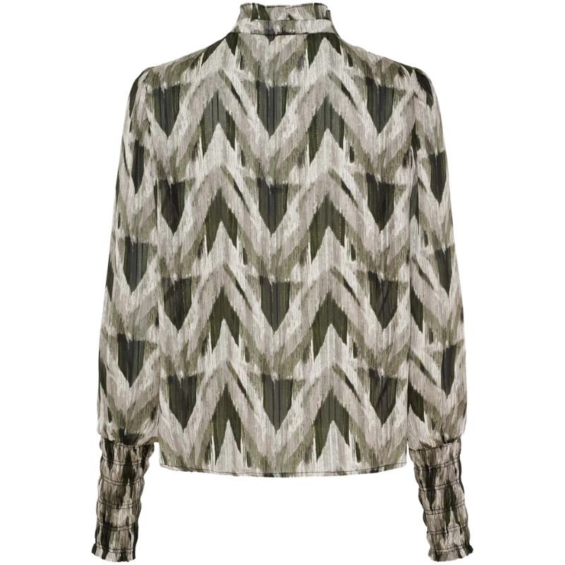 Donkergroen geprinte blouse Kuna - Capuchon Fashion