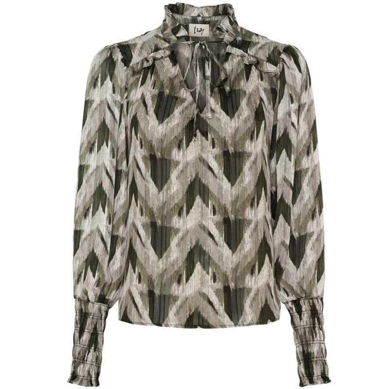 Donkergroen geprinte blouse Kuna - Capuchon Fashion