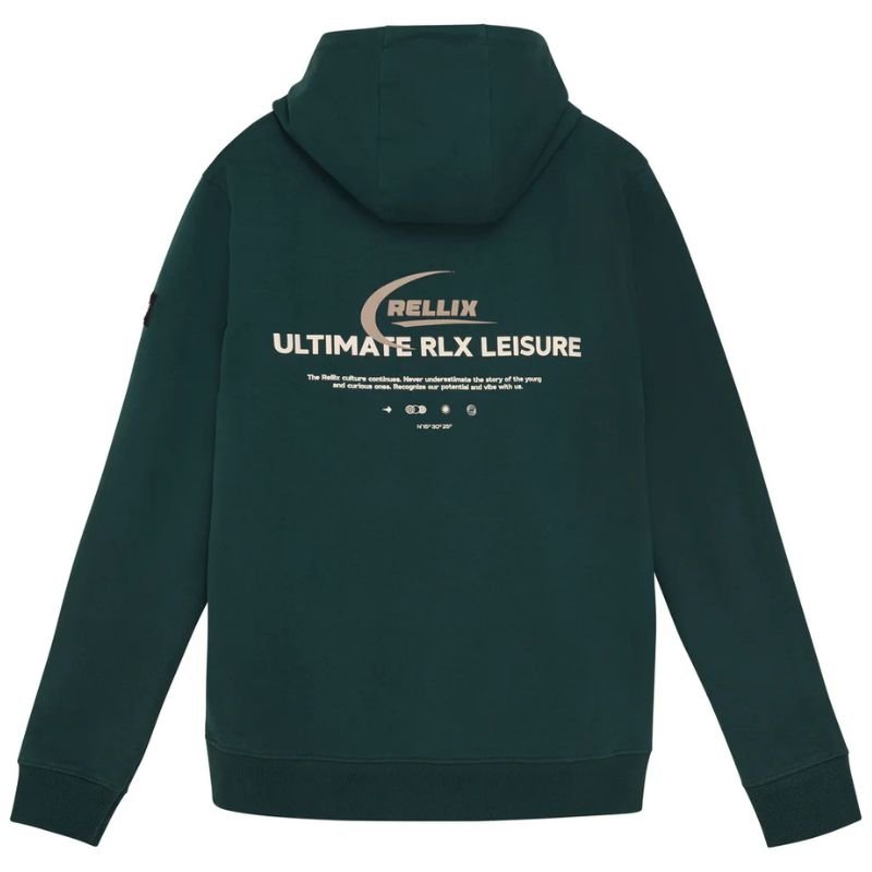 Donkergroen geprinte hoodie Rellix - Capuchon Fashion