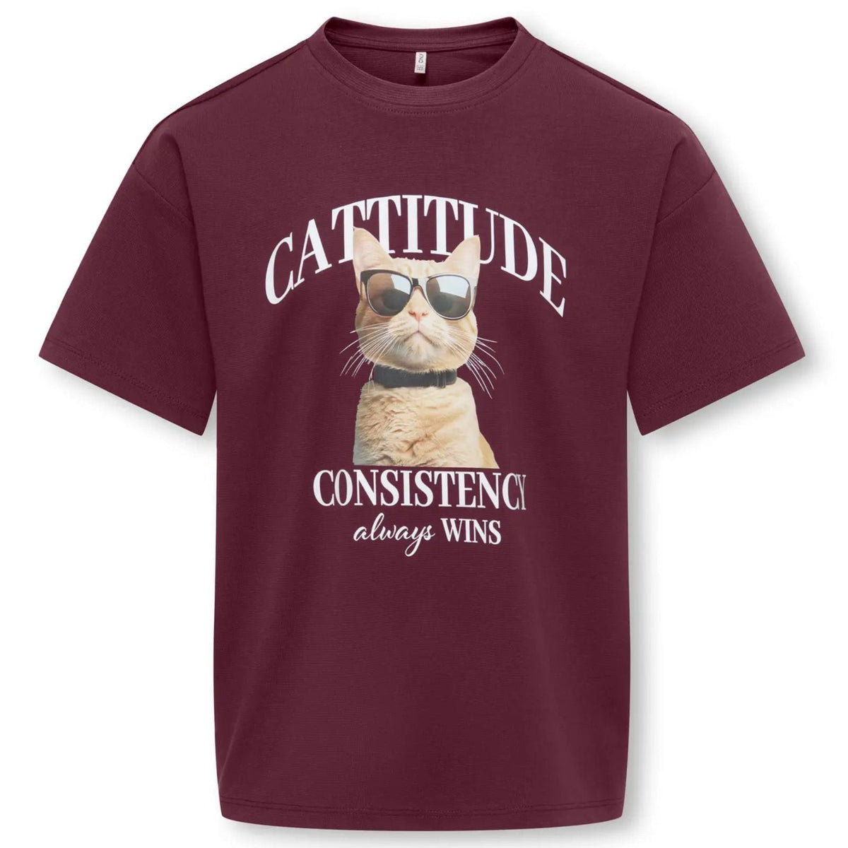 Donkerrood Cattitude loose t-shirt Billie Teddy - Capuchon Fashion
