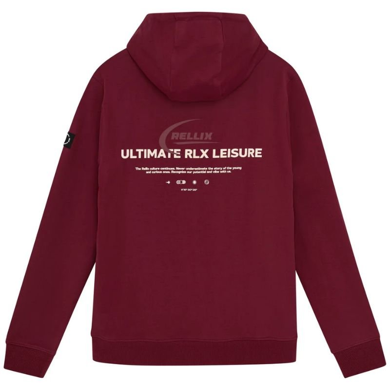 Donkerrood geprinte hoodie Rellix - Capuchon Fashion
