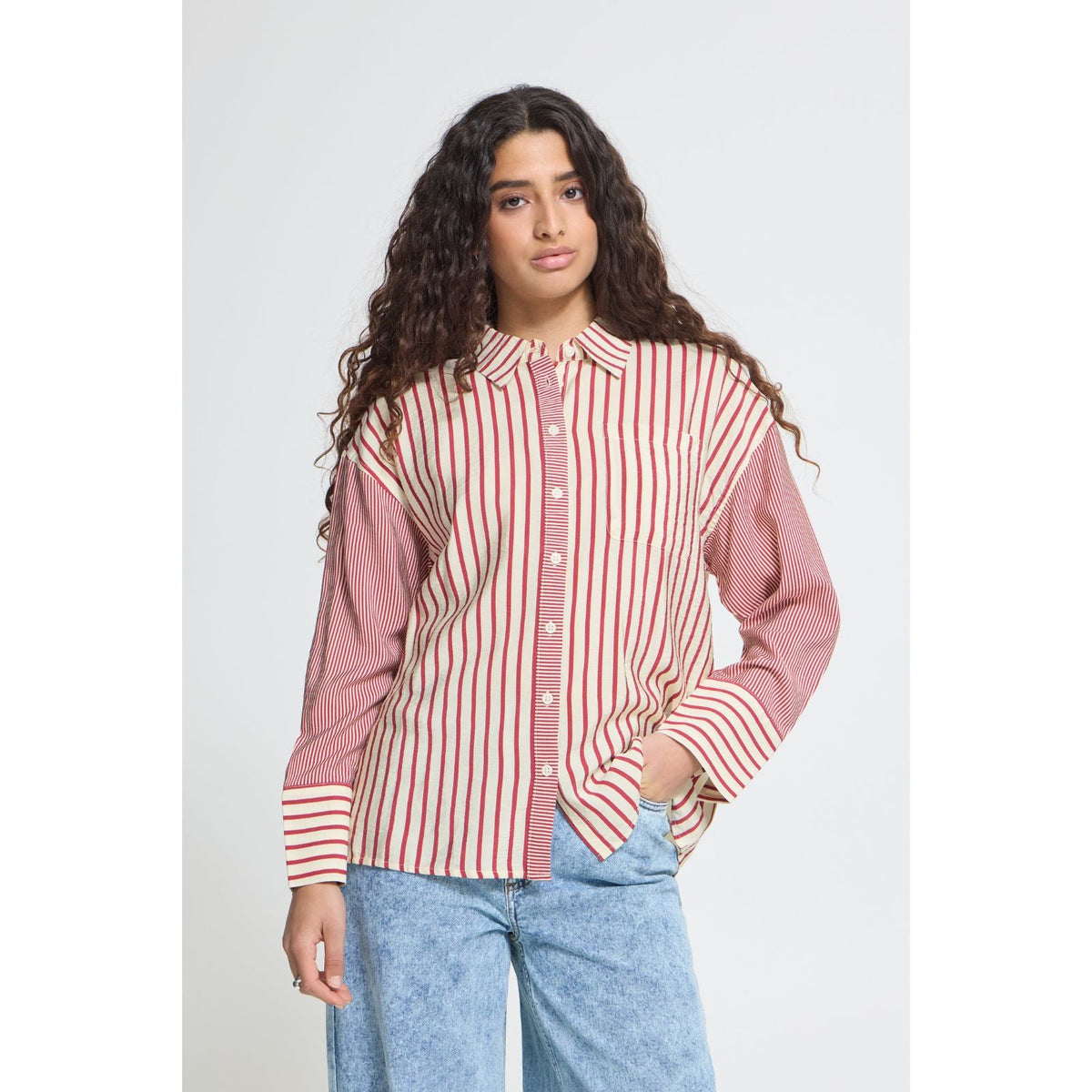 Donkerrood gestreept shirt Louri - Capuchon Fashion