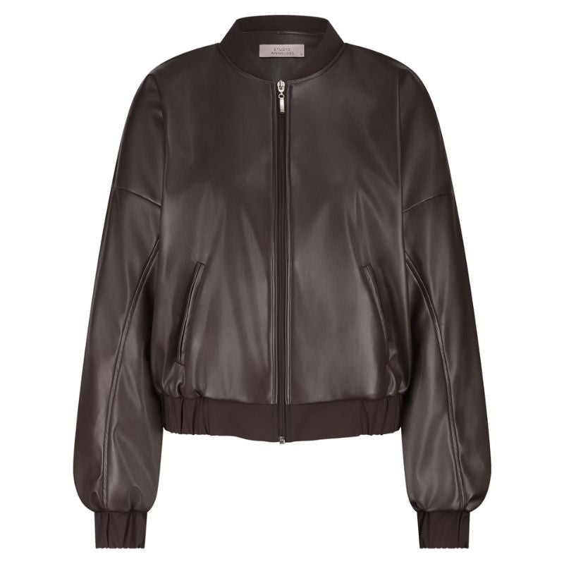 Espresso bomber Mayte faux leather - Capuchon Fashion