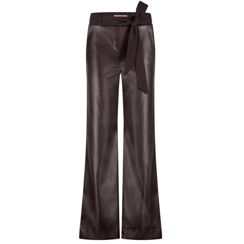 Espresso broek Lexie faux leather - Capuchon Fashion