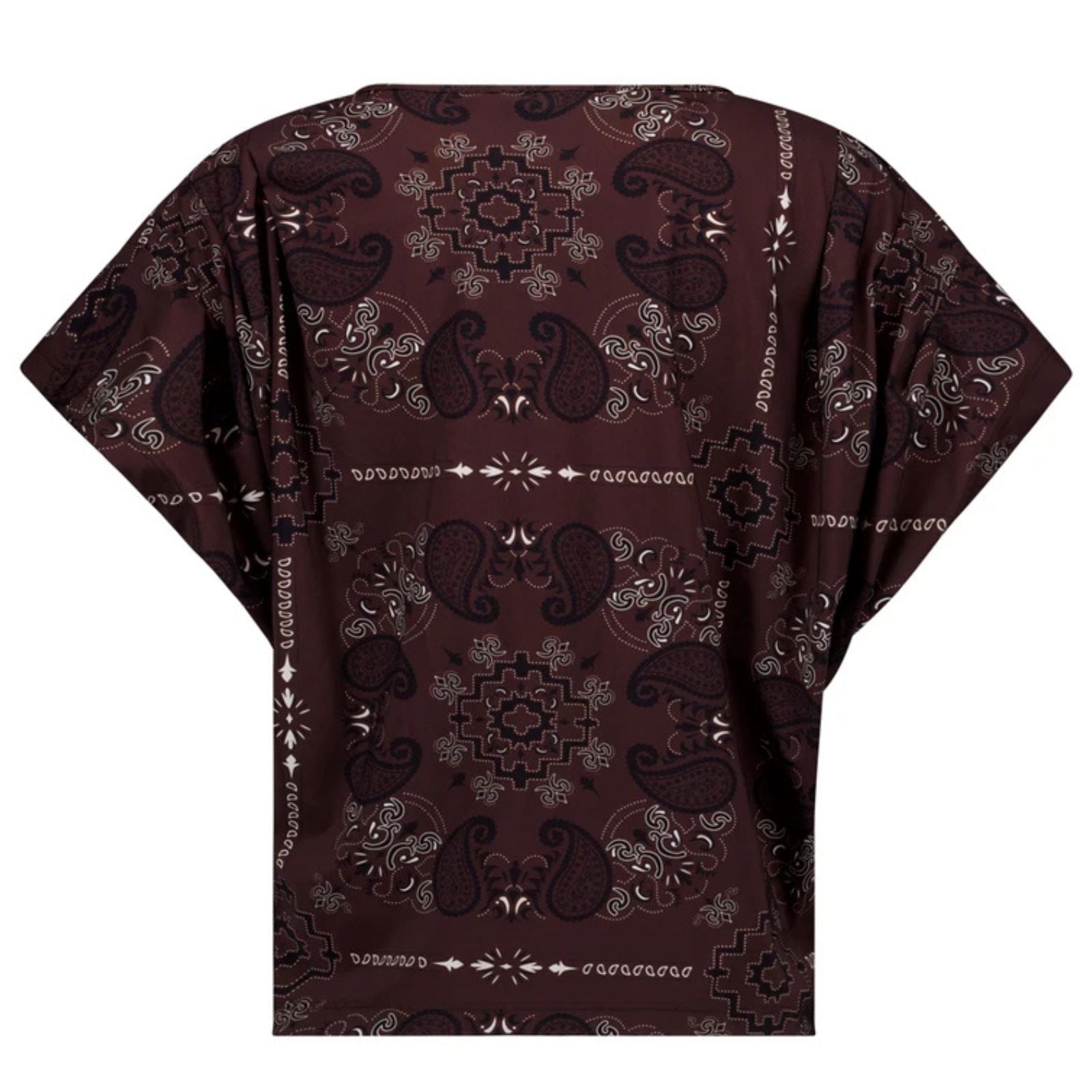 Espresso geprinte travel top Renske paisley - Capuchon Fashion