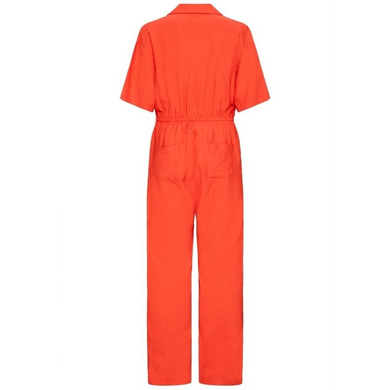 Fiery Red jumpsuit met kraagje Fazima - Capuchon Fashion