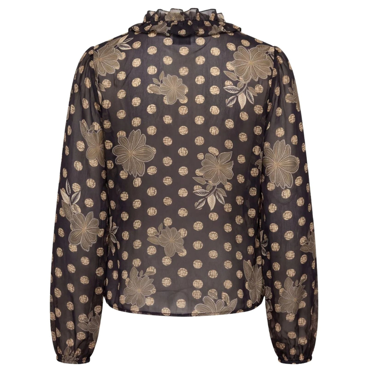 Flower met Dot geprinte blouse Vibse Ruffle - Capuchon Fashion