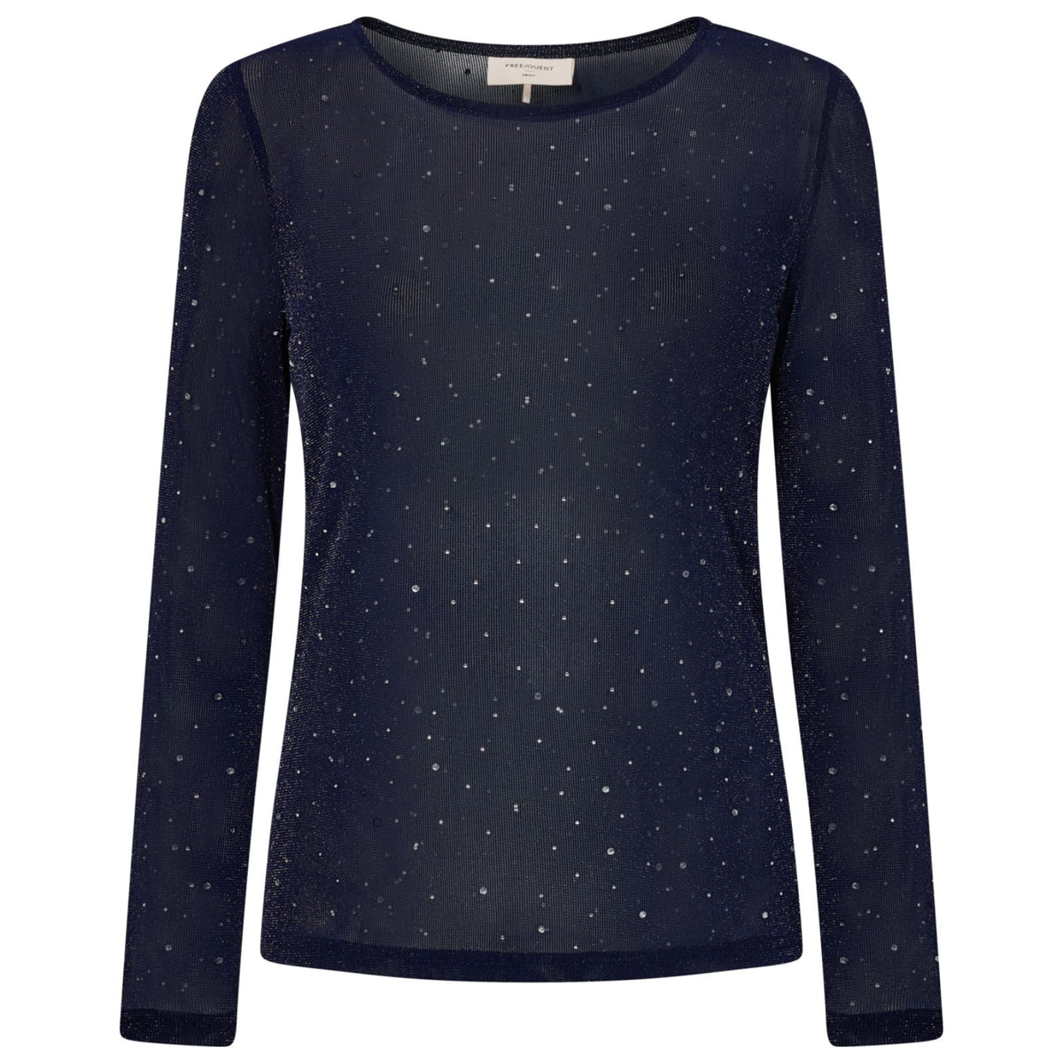 Navy Blazer mesh met rhinestones tee Isso