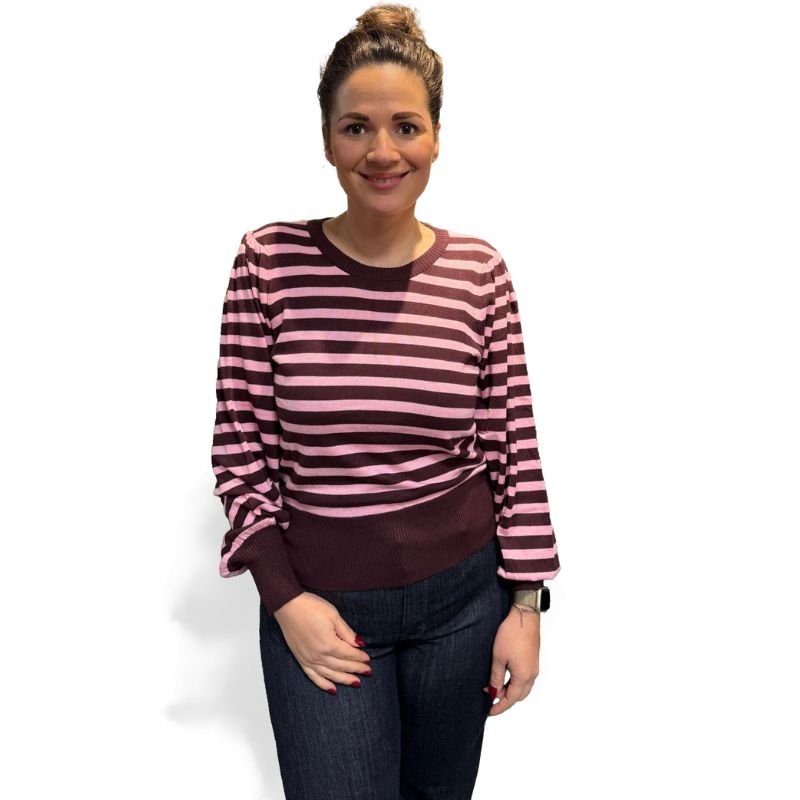 Fudge Purple Stripe long sleeve pullover Liva - Capuchon Fashion