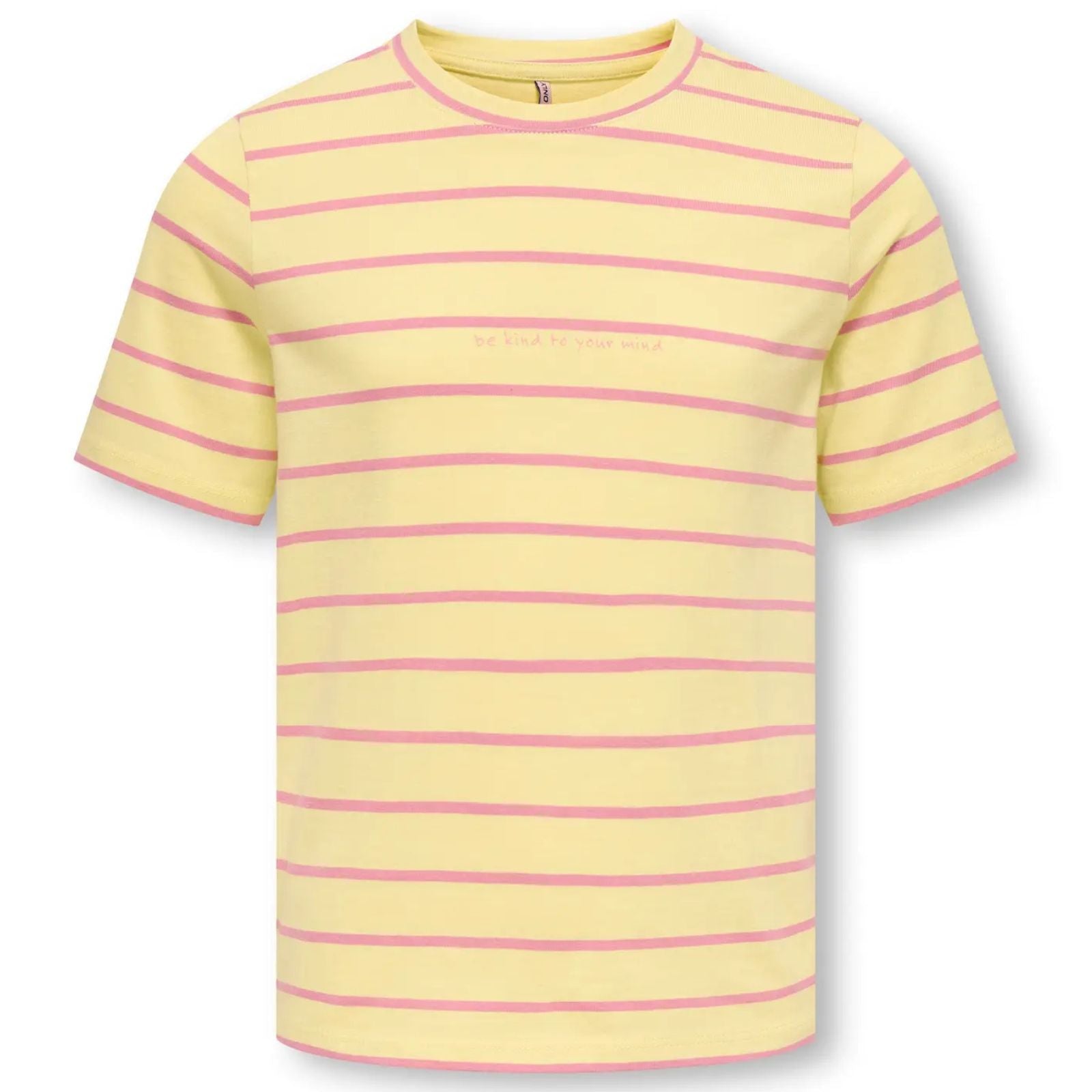 Geel met roze gestreept t-shirt Helle - Capuchon Fashion
