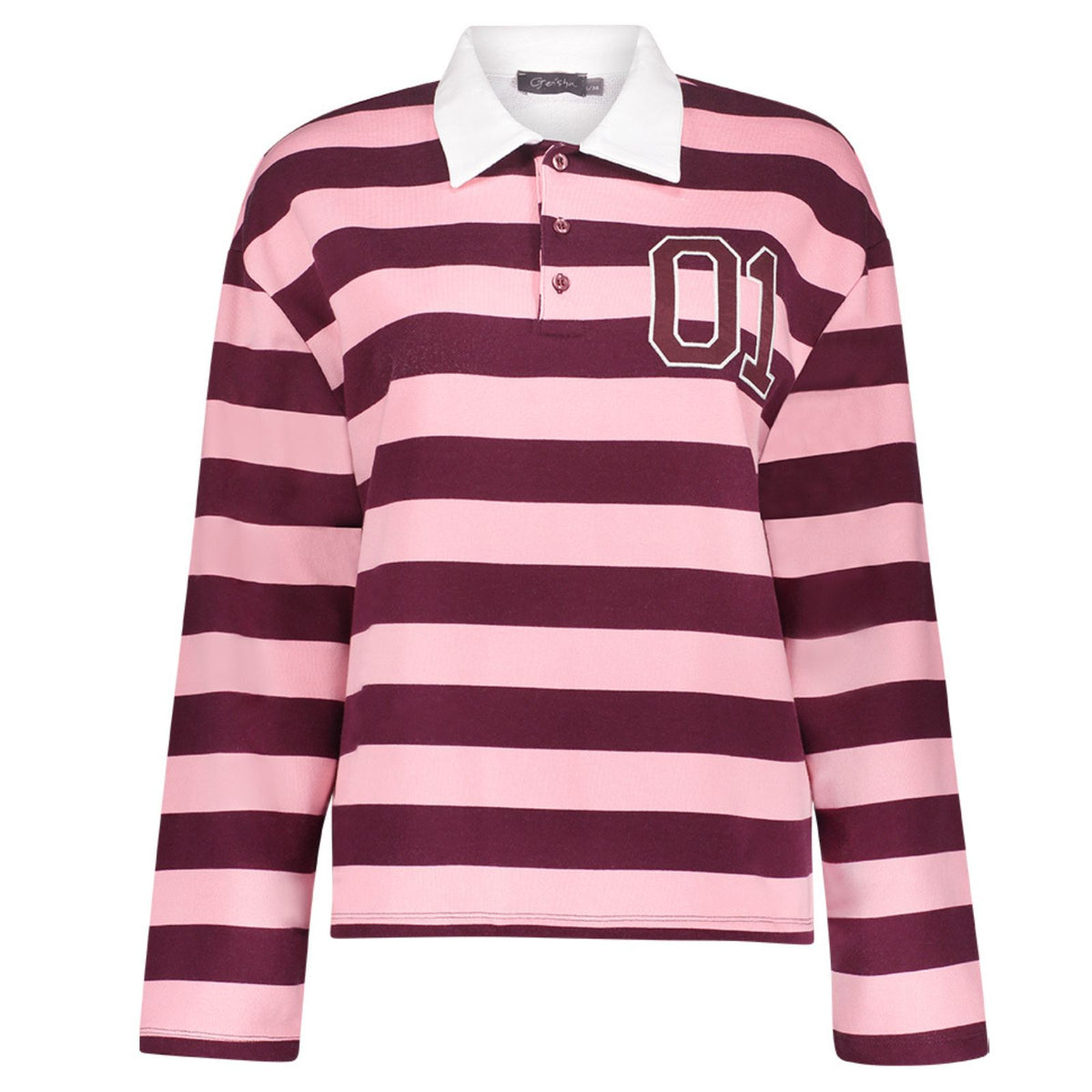 Bordeauxrood met roze gestreepte sweat 62630