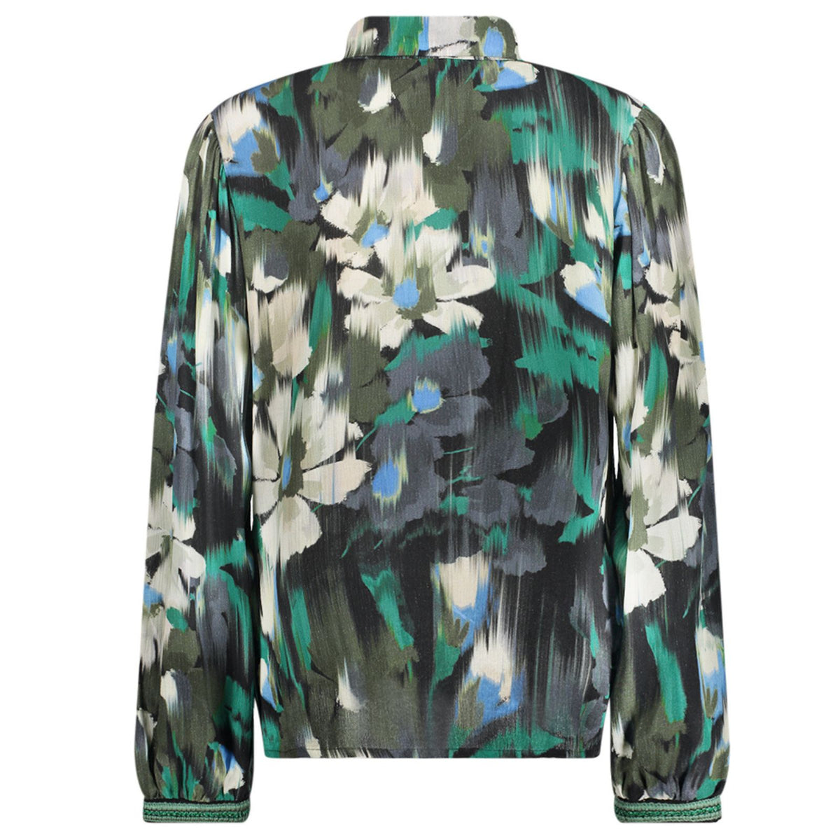 Groen met blauw geprinte blouse 63646