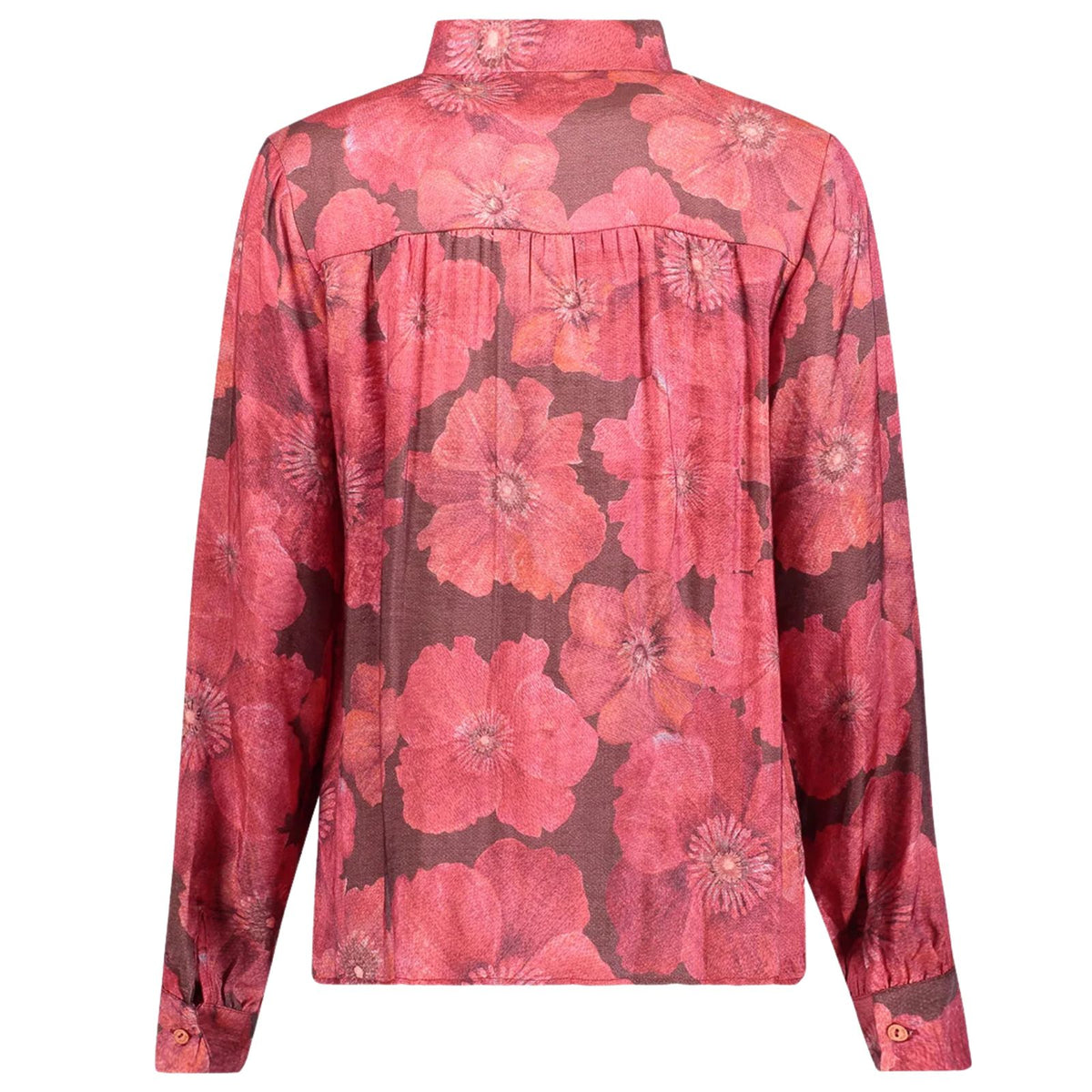 Bruin met rood geprinte blouse 63655