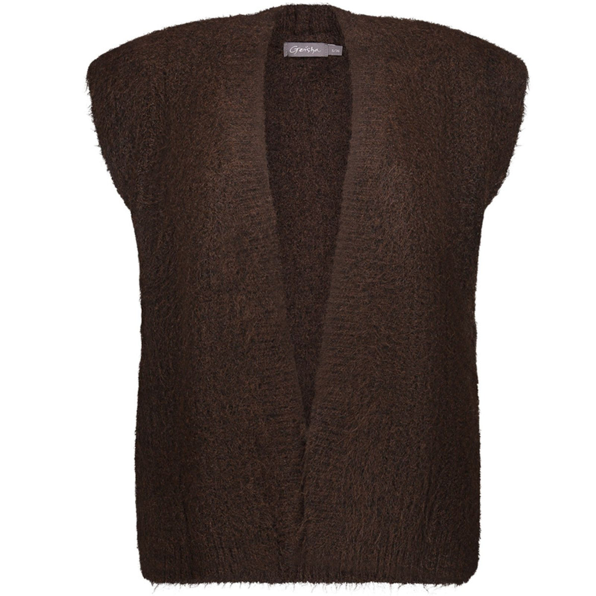Donkerbruin gebreide gilet 64534