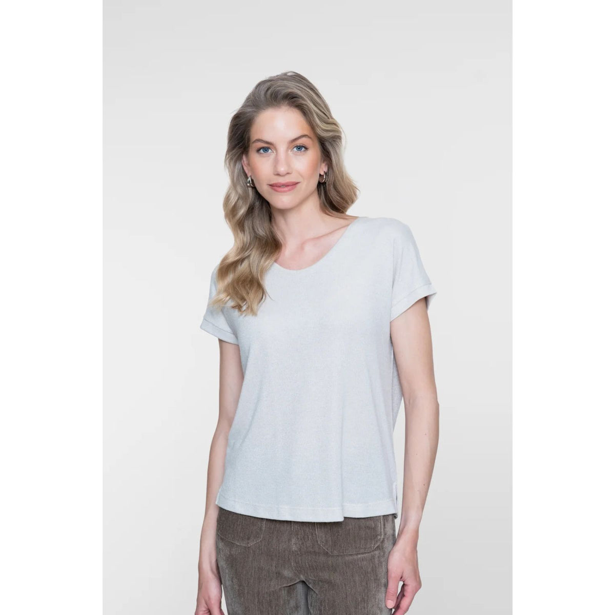 Beige korte mouw shimmer top 62549