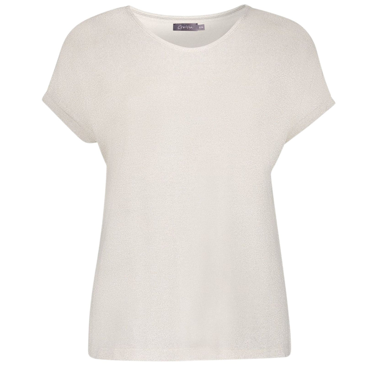 Beige korte mouw shimmer top 62549