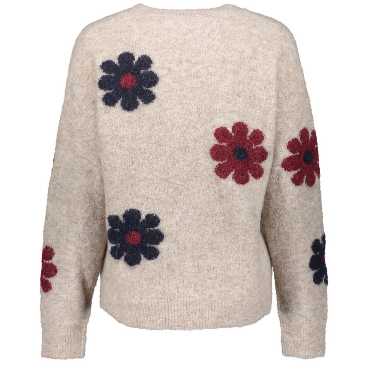Beige geprinte pullover flowers 64506
