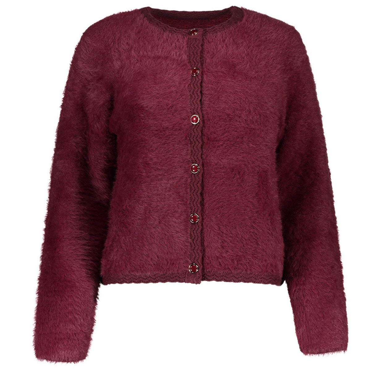 Bordeauxrood hairy cardigan 64508