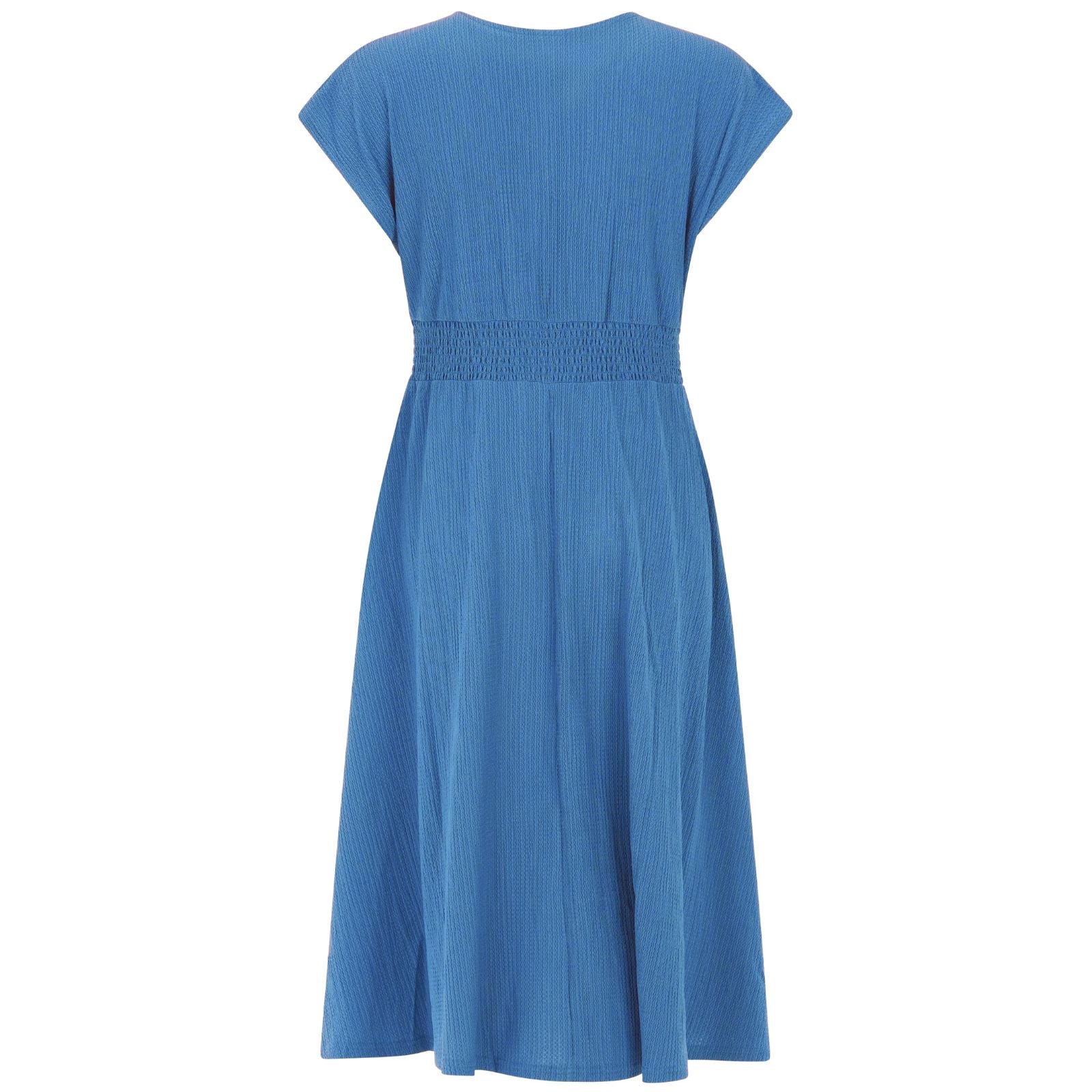 Gladio Blue v-hals midi jurk Nieve - Capuchon Fashion